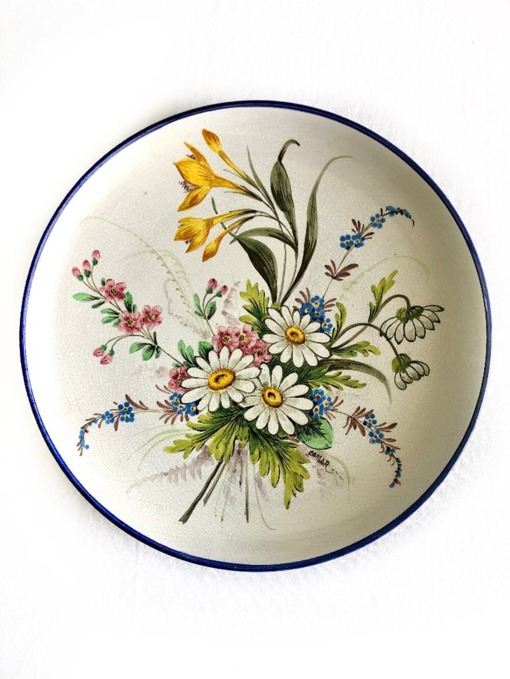 Rigatierri Hand Painted Ceramic Decorative Floral 12 inch Plate, Made in Italy